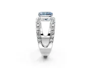 Solitaire Engagement Ring Setting for Fancy Blue Radiant Cut Center with Wide-Open Split Shank and Prong Head in Platinum