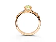 Solitaire Engagement Ring Setting for Fancy Yellow Pear-Shaped Center with Trailing Leaf Accent Band and Prong Head in Rose Gold