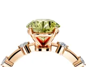 Solitaire Engagement Ring Setting for Fancy Yellow Round Cut Center with Bezel Station Band and Prong Head in Rose Gold