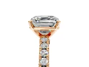 Solitaire Engagement Ring Setting for Asscher Cut Center with Single Row Accent Band and Prong Head in Rose Gold