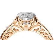 Floral Engagement Ring Setting for Cushion Cut Center with Four Accent Clusters and Prong Head in Rose Gold