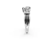Solitaire Engagement Ring Setting for Heart-Shaped Center with Grooved Bar Accent Band and Prong Head in Platinum