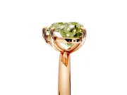 Low-Set Solitaire Engagement Ring Setting for Fancy Yellow Heart-Shaped Center with Thin Plain Band and Prong Head in Rose Gold