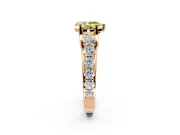 Solitaire Engagement Ring Setting for Fancy Yellow Pear-Shaped Center with Graduated Shared Prongs and Prong Head in Rose Gold