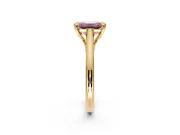 Solitaire Engagement Ring Setting for Fancy Pink Emerald Cut Center with Cathedral Band and Prong Head in Yellow Gold
