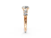 5 Stone Engagement Ring Setting for Round Cut Center with Graduated Accents and Prong Head in Rose Gold