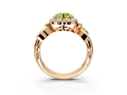 Halo Engagement Ring Setting for Fancy Yellow Round Cut Center with Floral Band and Prong Head in Rose Gold