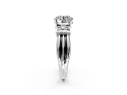 Solitaire Engagement Ring Setting for Round Cut Center with Grooved Bar Accent Band and Prong Head in Sterling Silver