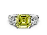 Floral Engagement Ring Setting for Fancy Yellow Princess Cut Center with Marquise Cluster Shoulders and Prong Head in Platinum
