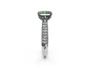 Solitaire Engagement Ring Setting for Fancy Green Radiant Cut Center with Multi-Row Accents and Prong Head in Sterling Silver