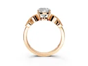 Leaf Engagement Ring Setting for Cushion Cut Center with Milgrain Accent Band and Prong Head in Rose Gold