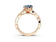 Solitaire Engagement Ring Setting for Fancy Blue Heart-Shaped Center with Twisted Pave Split Shank and Prong Head in Rose Gold