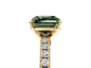 Solitaire Engagement Ring Setting for Fancy Green Asscher Cut Center with Single Row Accent Band and Prong Head in Yellow Gold