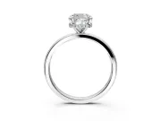 Hidden Halo Engagement Ring Setting for Cushion Cut Center with Plain Band and Tall Prong Head in Sterling Silver