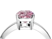 Solitaire Engagement Ring Setting for Fancy Pink Cushion Cut Center with Plain Band and Flat Tab Prong Head in Sterling Silver