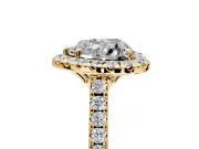 Halo Engagement Ring Setting for Heart-Shaped Center with Raised Halo, Pave Band and Prong Head in Yellow Gold