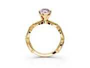 Solitaire Engagement Ring Setting for Fancy Pink Marquise Center with Marquise Panel Band and Prong Head in Yellow Gold