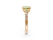 Solitaire Engagement Ring Setting for Fancy Yellow Princess Cut Center with Trailing Leaf Accent Band and Prong Head in Rose Gold
