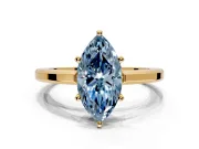Solitaire Engagement Ring Setting for Fancy Blue Marquise Center with Flat-Sided Plain Band and Prong Head in Yellow Gold