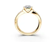 Bezel Engagement Ring Setting for Radiant Cut Center with Wide Channel-Set Band and Bezel Head in Yellow Gold