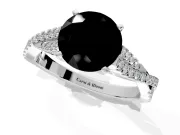 Solitaire Engagement Ring Setting for Fancy Black Round Cut Center with Twisted Pave Split Shank and Prong Head in Platinum