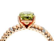 Rope Engagement Ring Setting for Fancy Yellow Emerald Cut Center with Accent Shoulders and Prong Head in Rose Gold