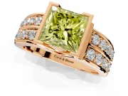 Bezel Engagement Ring Setting for Fancy Yellow Princess Cut Center with Wide Channel-Set Band and Bezel Head in Rose Gold