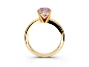 Solitaire Engagement Ring Setting for Fancy Pink Cushion Cut Center with Wire Band and Prong Head in Yellow Gold