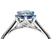 Solitaire Engagement Ring Setting for Fancy Blue Radiant Cut Center with Cathedral Band and Prong Head in Sterling Silver