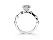 Solitaire Engagement Ring Setting for Princess Cut Center with Bezel Station Band and Prong Head in Platinum