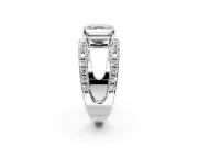 Solitaire Engagement Ring Setting for Asscher Cut Center with Wide-Open Split Shank and Prong Head in White Gold