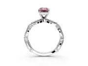 Solitaire Engagement Ring Setting for Fancy Pink Emerald Cut Center with Marquise Panel Band and Prong Head in Platinum