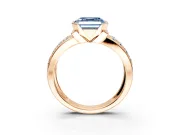 Bezel Engagement Ring Setting for Fancy Blue Asscher Cut Center with Wide Channel-Set Band and Bezel Head in Rose Gold