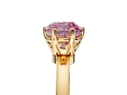 Solitaire Engagement Ring Setting for Fancy Pink Cushion Cut Center with Plain Band and Tulip Prong Head in Yellow Gold