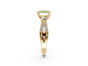 3 Stone Engagement Ring Setting for Fancy Yellow Radiant Cut Center with Pave Split Shank and Prong Head in Yellow Gold