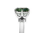 Solitaire Engagement Ring Setting for Fancy Green Emerald Cut Center with Plain Band and Tulip Prong Head in White Gold