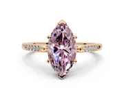 Solitaire Engagement Ring Setting for Fancy Pink Marquise Center with Channel Accents and Prong Head in Rose Gold