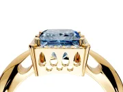 Halo Engagement Ring Setting for Fancy Blue Princess Cut Center with Tapered Plain Band and Prong Head in Yellow Gold