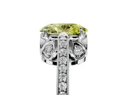 Cathedral Engagement Ring Setting for Fancy Yellow Oval Center with Antique-Style Pave Band and Prong Head in Sterling Silver