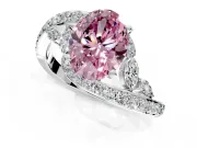 Solitaire Engagement Ring Setting for Fancy Pink Oval Center with Pave Bypass Twist Band and Prong Head in Platinum