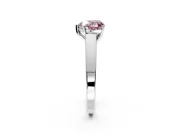 Solitaire Engagement Ring Setting for Fancy Pink Heart-Shaped Center with Tapered Split Shoulders and Prong Head in Sterling Silver