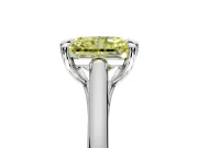 Solitaire Engagement Ring Setting for Fancy Yellow Radiant Cut Center with Cathedral Band and Prong Head in Platinum
