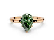 Solitaire Engagement Ring Setting for Fancy Green Pear-Shaped Center with Thin Rounded Plain Band and Prong Head in Rose Gold
