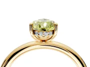 Hidden Halo Engagement Ring Setting for Fancy Yellow Pear-Shaped Center with Thin Rounded Band and Prong Head in Yellow Gold
