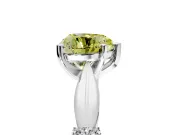 Solitaire Engagement Ring Setting for Fancy Yellow Heart-Shaped Center with Carved Leaf Shoulders and Prong Head in Platinum