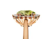 Starburst Halo Engagement Ring Setting for Fancy Yellow Oval Center with Thin Round-Wire Band and Prong Head in Rose Gold