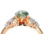 Leaf Cluster Engagement Ring Setting for Fancy Green Marquise Center with Marquise Accents and Prong Head in Rose Gold