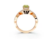 Halo Engagement Ring Setting for Fancy Yellow Emerald Cut Center with Pave Infinity Twist Band and Prong Head in Rose Gold