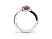 Floral Frame Engagement Ring Setting for Fancy Pink Radiant Cut Center with Accent Clusters and Prong Head in Sterling Silver