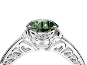 Floral Engagement Ring Setting for Fancy Green Round Cut Center with Four Accent Clusters and Prong Head in Platinum